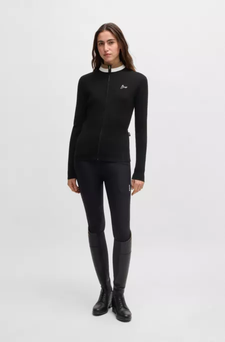 Equestrian slim-fit cardigan with ribbed structure