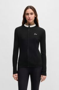 Slim-fit ruitervest met ribstructuur, Zwart