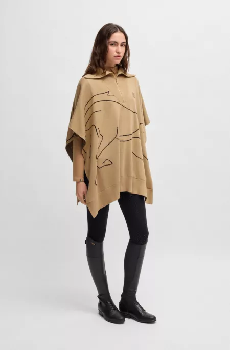 Cape d’équitation en coton mélangé à motif intarsia abstrait
