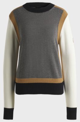 Equestrian regular-fit sweater with colour-blocking, Silver