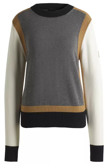 Equestrian regular-fit sweater with colour-blocking