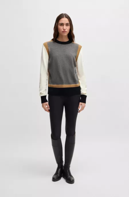 Equestrian regular-fit sweater with colour-blocking