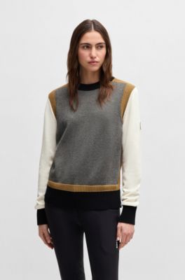 Equestrian regular-fit sweater with colour-blocking, Silver