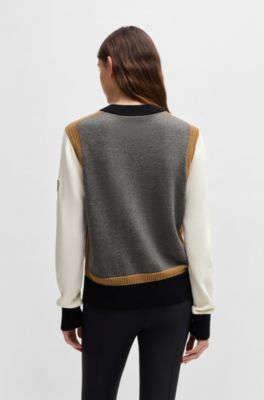 Equestrian regular-fit sweater with colour-blocking, Silver