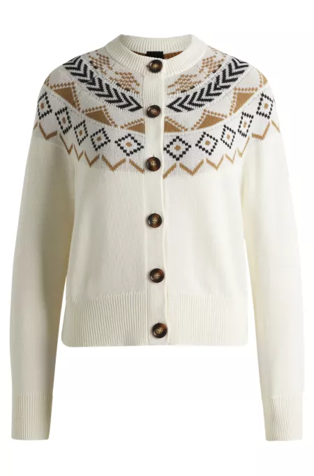 Equestrian cardigan with knitted pattern