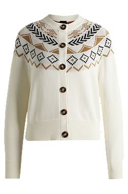 Equestrian cardigan with knitted pattern