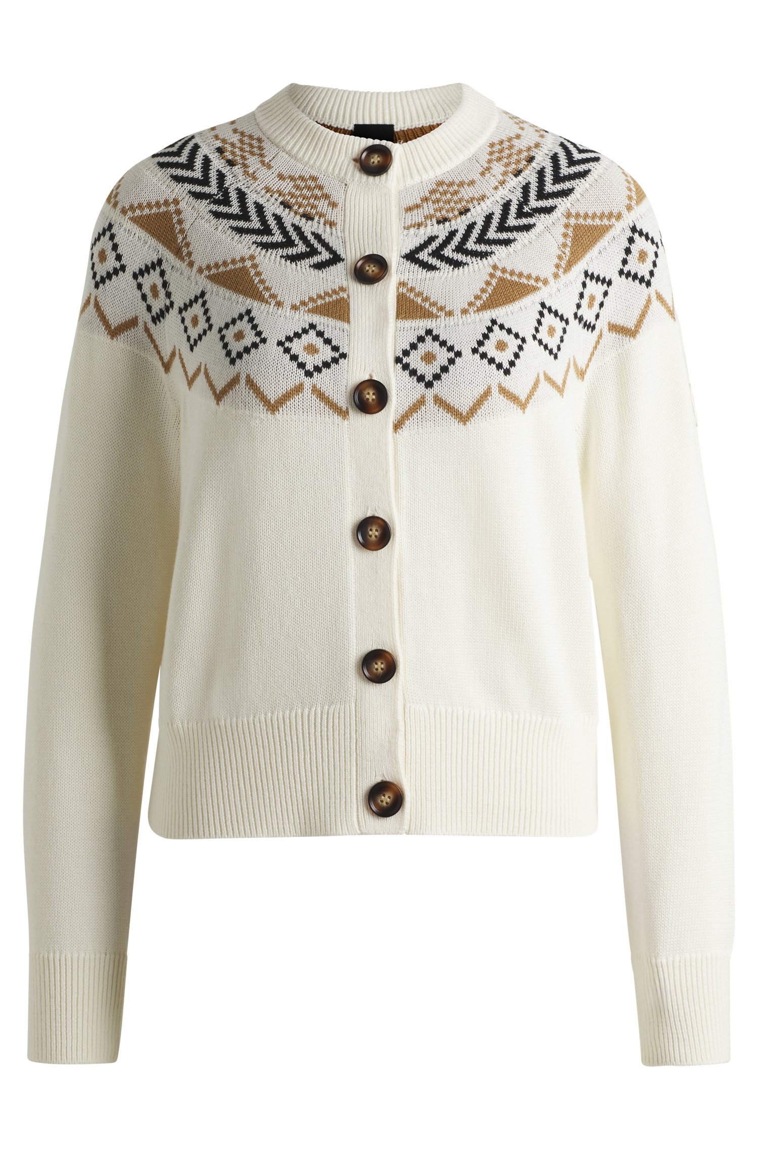 Equestrian cardigan with knitted pattern