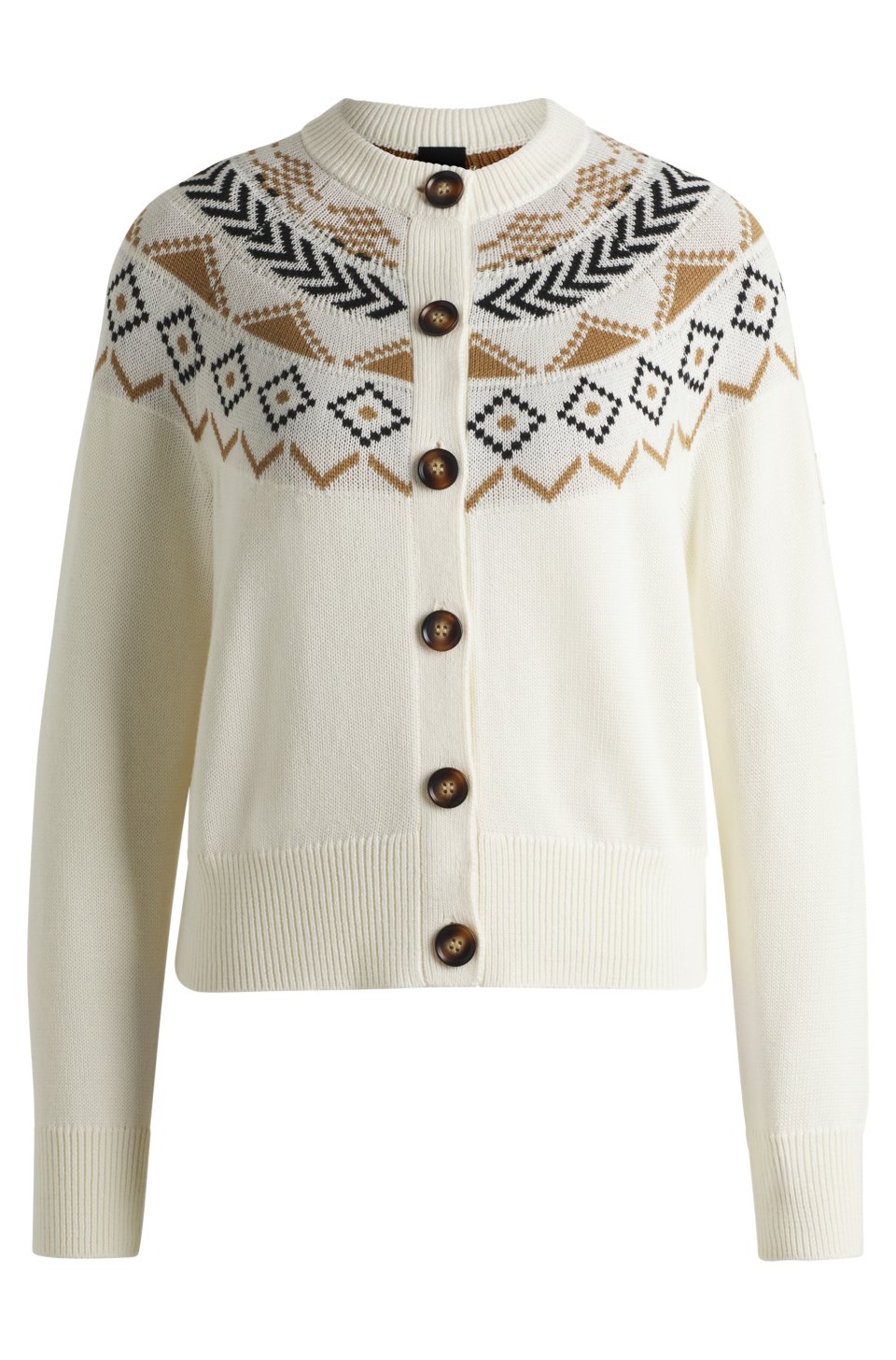Equestrian cardigan with knitted pattern