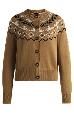 Equestrian cardigan with knitted pattern