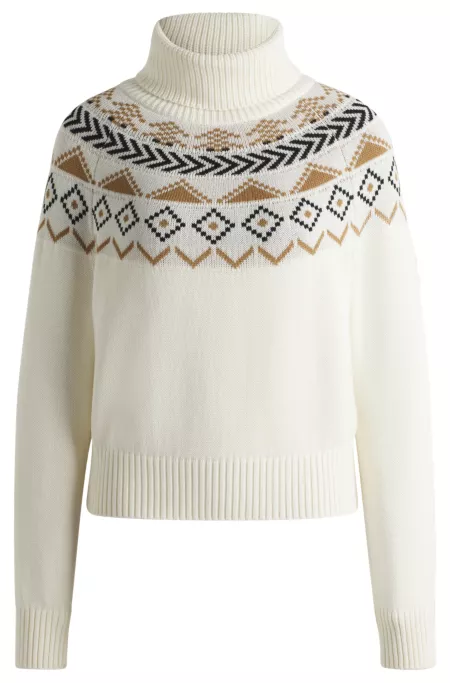 Equestrian rollneck sweater with knitted pattern
