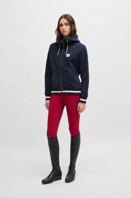 Equestrian zip-up hoodie in Italian stretch cotton