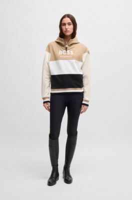 Equestrian hoodie in Italian stretch cotton, Patterned