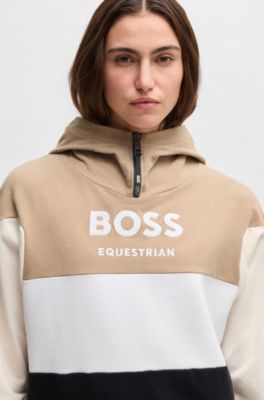 Equestrian hoodie in Italian stretch cotton, Patterned