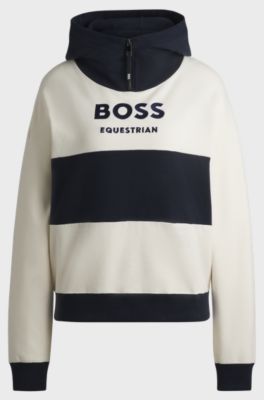 Equestrian hoodie in Italian stretch cotton, Patterned