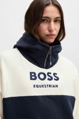 Equestrian hoodie in Italian stretch cotton, Patterned