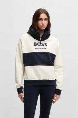 Equestrian hoodie in Italian stretch cotton, Patterned