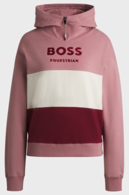 Equestrian hoodie in Italian stretch cotton, Patterned