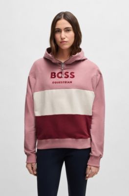 Equestrian hoodie in Italian stretch cotton, Patterned