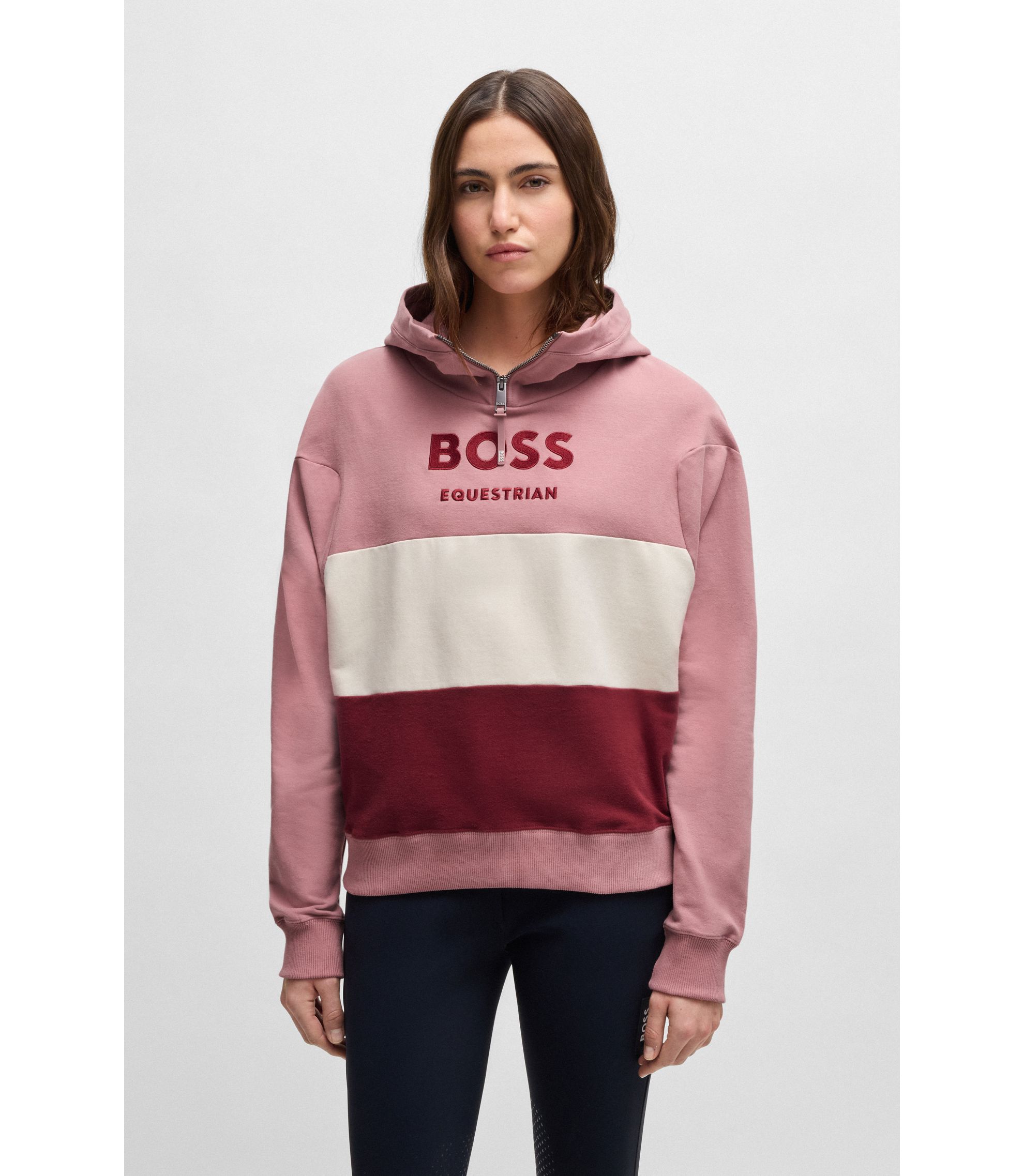 BOSS Equestrian hoodie in Italian stretch cotton Patterned
