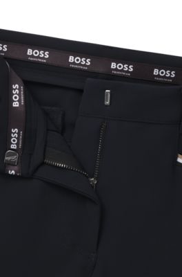 Equestrian slim-fit breeches with knee grip, Dark Blue