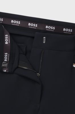 Equestrian slim-fit breeches with knee grip, Dark Blue