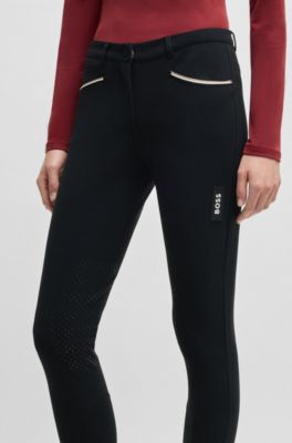 Equestrian slim-fit breeches with knee grip, Dark Blue