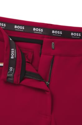 Equestrian slim-fit breeches with knee grip, Red