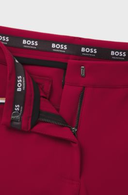 Equestrian slim-fit breeches with knee grip, Red