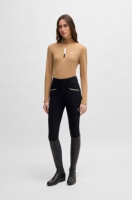 Equestrian slim-fit breeches with full grip, Black