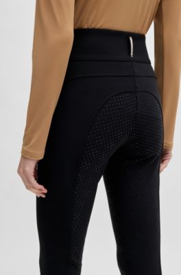 Equestrian slim-fit breeches with full grip, Black