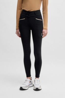 Equestrian slim-fit breeches with full grip, Black