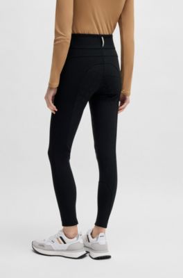 Equestrian slim-fit breeches with full grip, Black