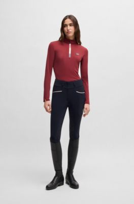 Equestrian slim-fit breeches with full grip, Dark Blue