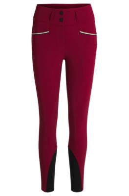 Equestrian slim-fit breeches with full grip, Red