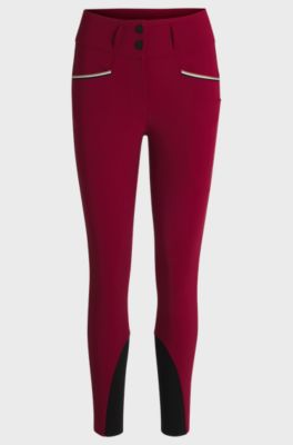 Equestrian slim-fit breeches with full grip, Red