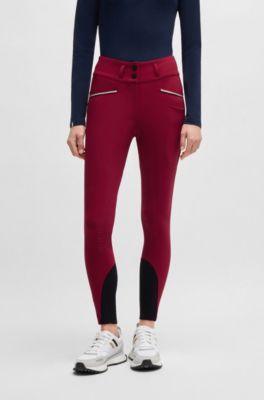 Equestrian slim-fit breeches with full grip, Red