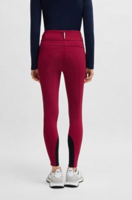 Equestrian slim-fit breeches with full grip, Red
