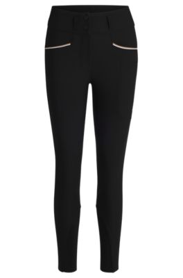 Equestrian high-waisted slim-fit breeches with knee grip, Black