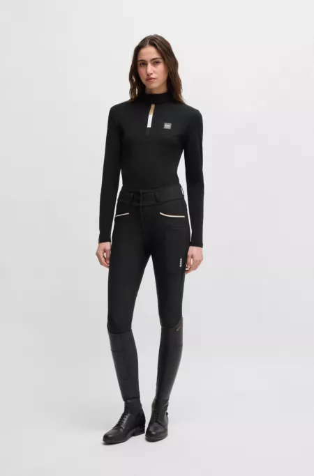 Equestrian high-waisted slim-fit breeches with knee grip