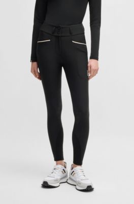 Equestrian high-waisted slim-fit breeches with knee grip, Black