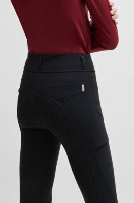 Equestrian slim-fit riding leggings with full grip, Dark Blue