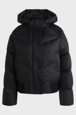 Wasserabweisende, wattierte Reitsport-Bomberjacke, Schwarz