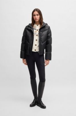 Equestrian water-repellent padded jacket in a bomber style, Black