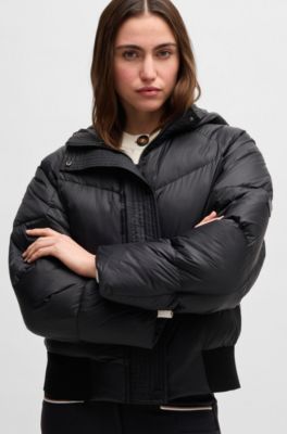 Wasserabweisende, wattierte Reitsport-Bomberjacke, Schwarz