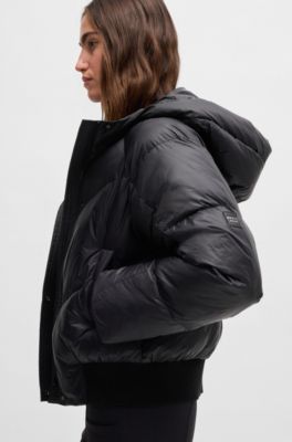 Giubbotto imbottito idrorepellente da equitazione in stile bomber, Nero