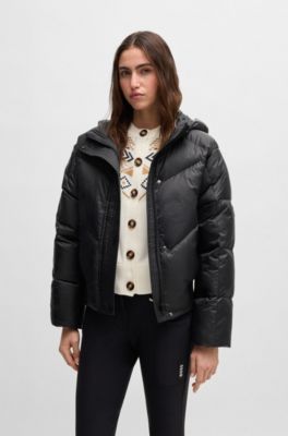 Equestrian water-repellent padded jacket in a bomber style, Black
