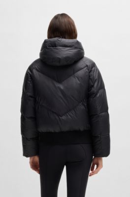 Wasserabweisende, wattierte Reitsport-Bomberjacke, Schwarz