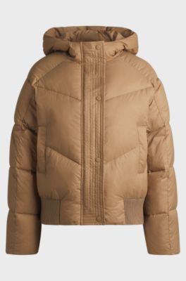 Equestrian water-repellent padded jacket in a bomber style, Light Brown