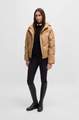 Equestrian water-repellent padded jacket in a bomber style, Light Brown