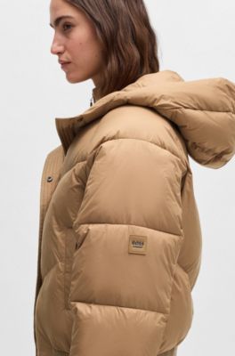 Equestrian water-repellent padded jacket in a bomber style, Light Brown